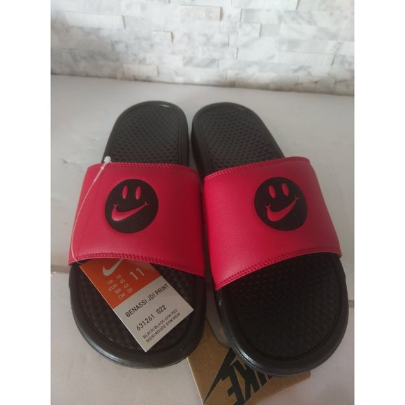 smiley face nike slides